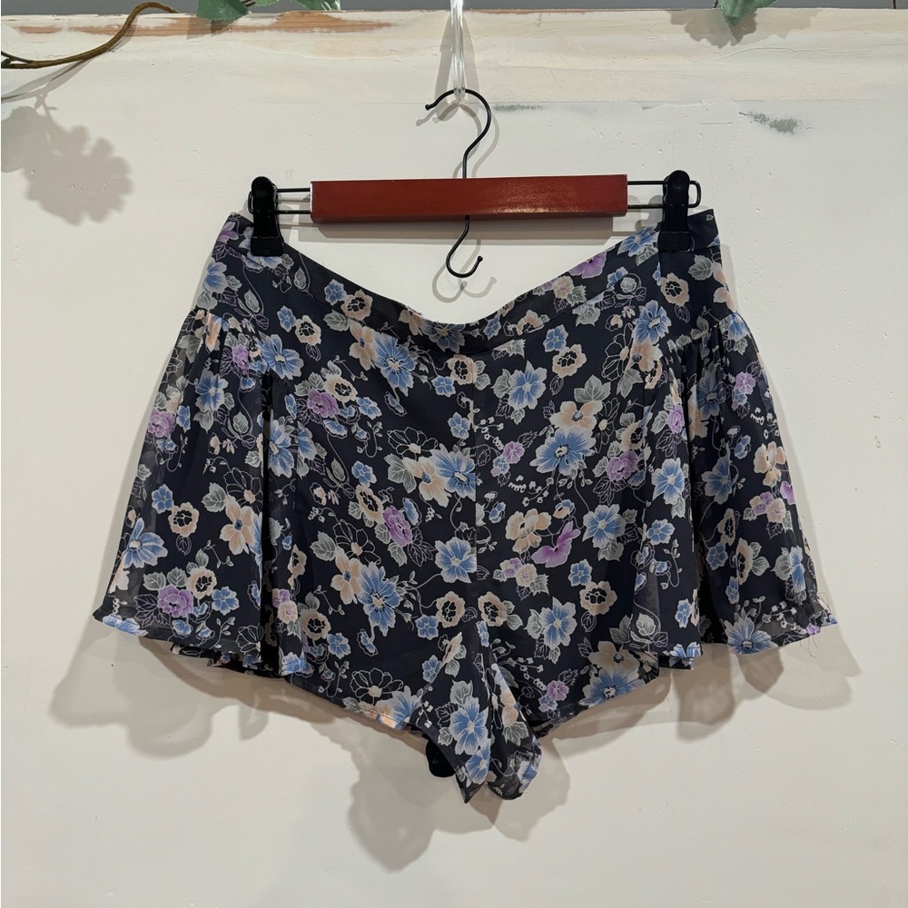 Vintage Free People Blue Floral Skort